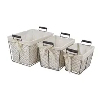 Cheungs Set Of 3 Lined Rectangular Wire Baskets