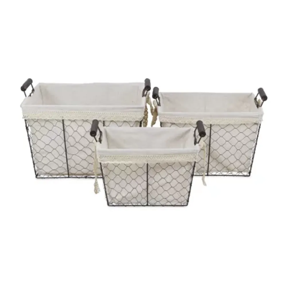 Cheungs Set Of 3 Lined Rectangular Wire Baskets