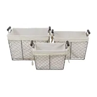 Cheungs Set Of 3 Lined Rectangular Wire Baskets