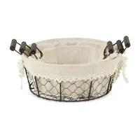 Cheungs Set Of 3 Lined Round Wire Baskets