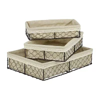 Cheungs Set Of 3 Lined Rectangular Wire Tray