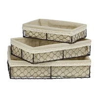 Cheungs Set Of 3 Lined Rectangular Wire Tray