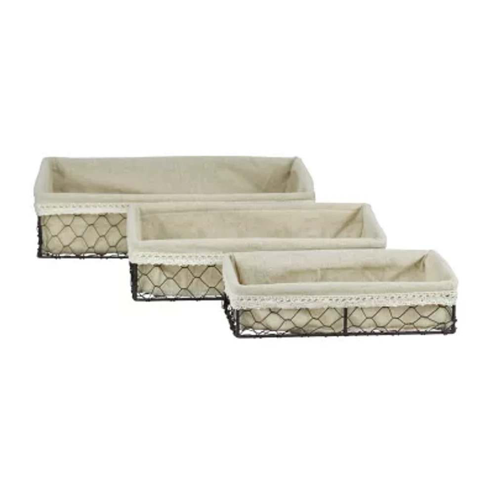 Cheungs Set Of 3 Lined Rectangular Wire Tray
