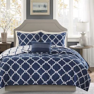 Madison Park Essentials Alameda 4-Pc Antimicrobial Reversible Quilt Set With Throw Pillow