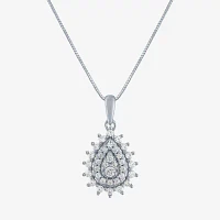 (G-H / Si2-I1) Womens 1/3 CT. T.W. Lab Grown White Diamond 10K White Gold Pear Pendant Necklace