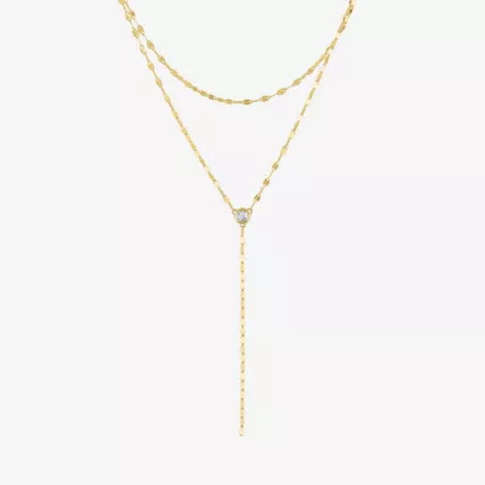 Diamond Addiction (G-H / Si2-I1) Womens 1/10 CT. T.W. Lab Grown White Diamond 10K Gold Y Necklace
