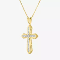 G-H / Si2-I1) Womens 1/ CT. T.W. Lab Grown White Diamond 10K Gold Cross Pendant Necklace