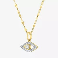 Diamond Addiction (G-H / Si2-I1) Womens 1/8 CT. T.W. Lab Grown White 10K Gold Evil Eye Y Necklace