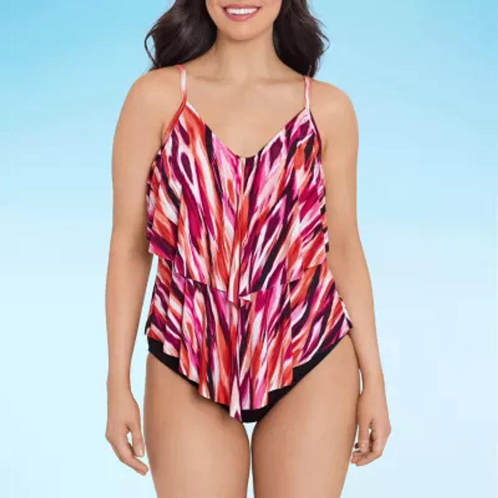 Trimshaper Abstract Tankini Swimsuit Top