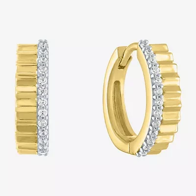 Diamond Addiction (G-H / Si2-I1) 1/10 CT. T.W. Lab Grown White Diamond 14K Gold Over Silver Sterling Silver 13mm Hoop Earrings