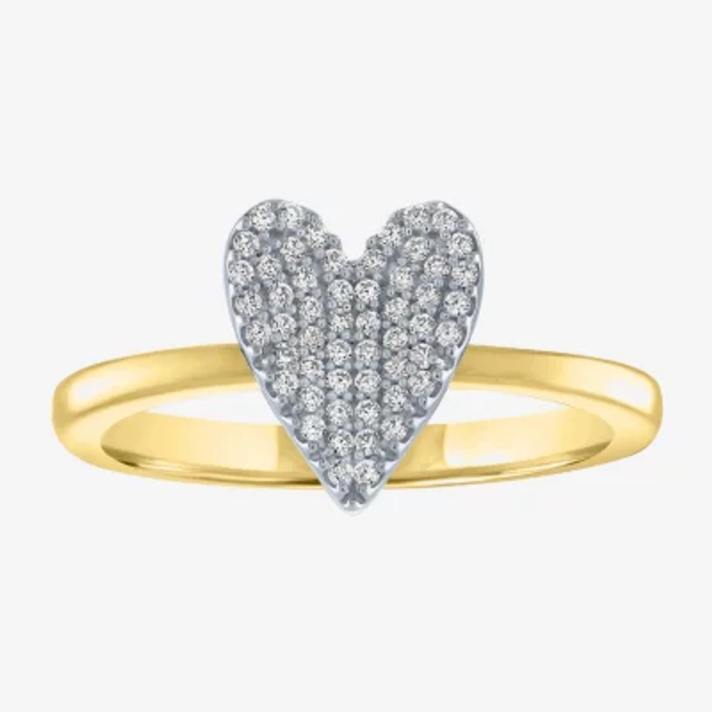 Diamond Addiction (G-H / Si2-I1) Womens 1/6 CT. T.W. Lab Grown White 14K Gold Over Silver Sterling Heart Cocktail Ring