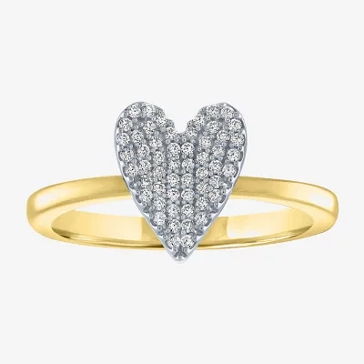 Diamond Addiction (G-H / Si2-I1) Womens 1/6 CT. T.W. Lab Grown White 14K Gold Over Silver Sterling Heart Cocktail Ring