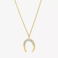 (G-H / Si2-I1) Womens 1/10 CT. T.W. Lab Grown White Diamond 14K Gold Over Silver Sterling Silver Moon Pendant Necklace