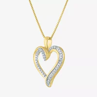 G-H / Si2-I1) Womens 1/10 CT. T.W. Lab Grown White Diamond 14K Gold Over Silver Sterling Silver Heart Pendant Necklace