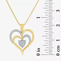 (G-H / Si2-I1) Womens 1/10 CT. T.W. Lab Grown White Diamond 14K Gold Over Silver Sterling Silver Heart Pendant Necklace