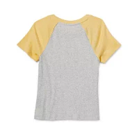 Thereabouts Little & Big Girls Rib Round Neck Short Sleeve T-Shirt