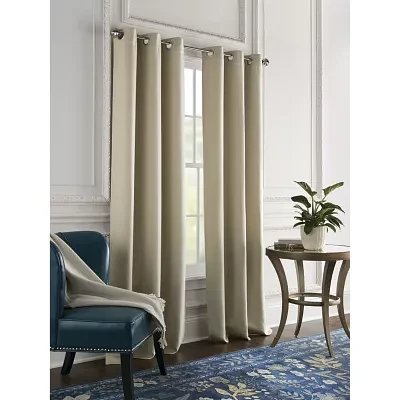 Broadhaven Geneva Solid Grommet Top Blackout Single Curtain Panel