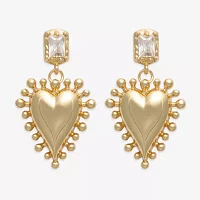 Bijoux Bar Gold Tone Cubic Zirconia Heart Drop Earrings