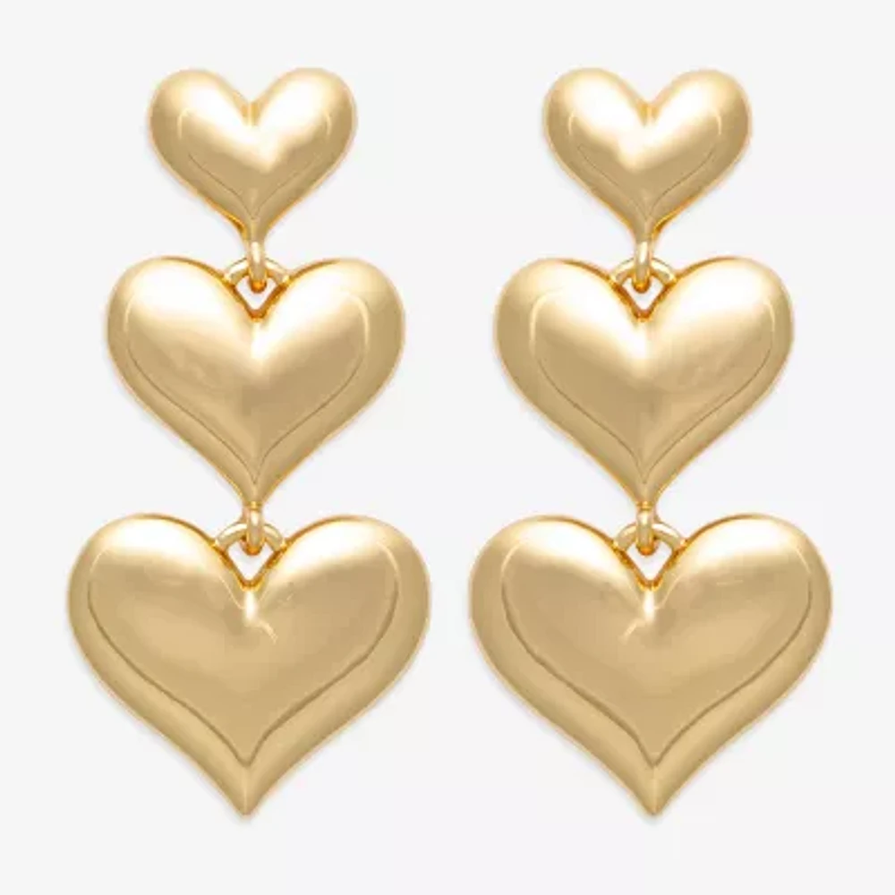 Bijoux Bar Gold Tone Heart Drop Earrings