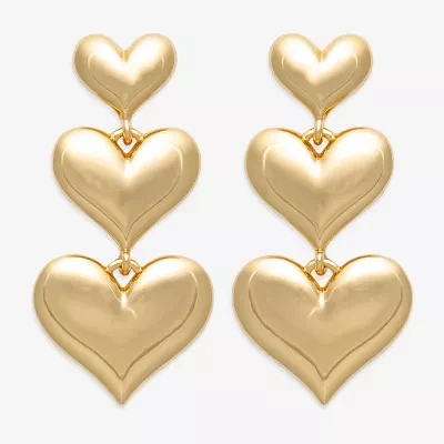 Bijoux Bar Gold Tone Heart Drop Earrings