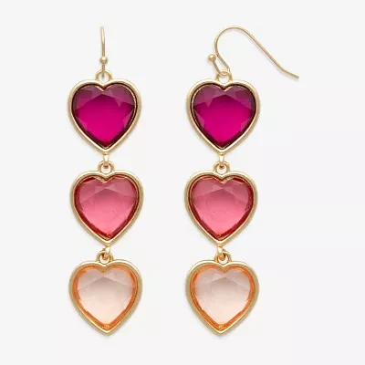 Bijoux Bar Gold Tone Heart Drop Earrings