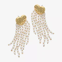 Bijoux Bar Gold Tone Simulated Pearl Heart Drop Earrings