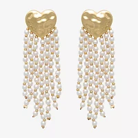 Bijoux Bar Gold Tone Simulated Pearl Heart Drop Earrings