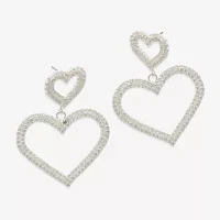 Bijoux Bar Silver Tone Glass Heart Drop Earrings