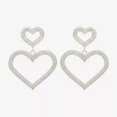 Bijoux Bar Silver Tone Glass Heart Drop Earrings