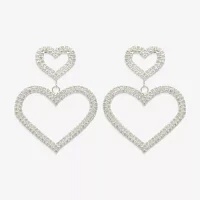 Bijoux Bar Silver Tone Glass Heart Drop Earrings