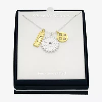 Faith Charm Cubic Zirconia 14K Gold Over Brass Pure Silver Over Brass 16 Inch Link Round Pendant Necklace