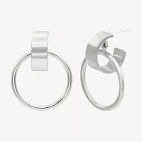 Circle Drop Pure Silver Over Brass Round Hoop Earrings