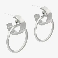 Circle Drop Pure Silver Over Brass Round Hoop Earrings