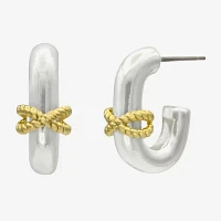 Bubble 14K Gold Over Brass Pure Silver Over Brass Round Hoop Earrings