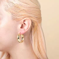 Silver Reflections 24K Gold Over Brass Round Hoop Earrings