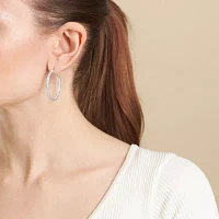 Sparkle Allure Crystal Pure Silver Over Brass Hoop Earrings