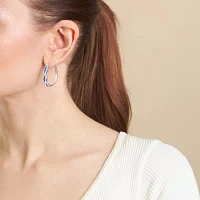 Sparkle Allure Crystal Pure Silver Over Brass Oval Hoop Earrings