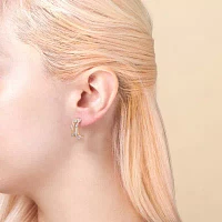 Silver Reflections Cubic Zirconia Pure Silver Over Brass Hoop Earrings
