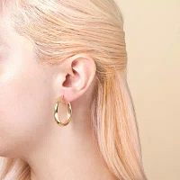 Silver Reflections 24K Gold Over Brass 30mm Hoop Earrings