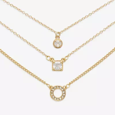 Mixit Gold Tone 3-pc. Cubic Zirconia 18 Inch Cable Round Necklace Set