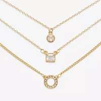 Mixit Gold Tone 3-pc. Cubic Zirconia 18 Inch Cable Round Necklace Set