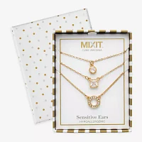 Mixit Gold Tone 3-pc. Cubic Zirconia 18 Inch Cable Round Necklace Set