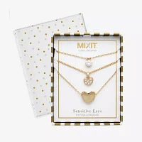 Mixit Hypoallergenic Gold Tone 3-pc. Cubic Zirconia 18 Inch Cable Heart Necklace Set