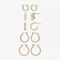 Mixit Hypoallergenic Gold Tone 5 Pair Simulated Pearl Earring Set