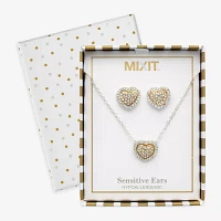 Mixit Pendant Necklace & Stud Earring 2-pc. Cubic Zirconia Stainless Steel Jewelry Set