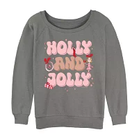 Juniors Dr. Seuss Cindy Lou Who Holly And Jolly Womens Crew Neck Long Sleeve Grinch Sweatshirt