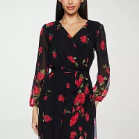 Premier Amour Womens Long Sleeve Floral Maxi Dress