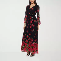 Premier Amour Womens Long Sleeve Floral Maxi Dress