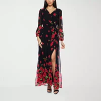 Premier Amour Womens Long Sleeve Floral Maxi Dress