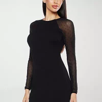 Premier Amour Womens Rhinestone Long Sleeve Sheath Dress